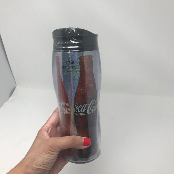 Princess Cruises Coca Cola Shimmering Glitter Travel Mug Thermos Tumbler - Picture 6 of 7